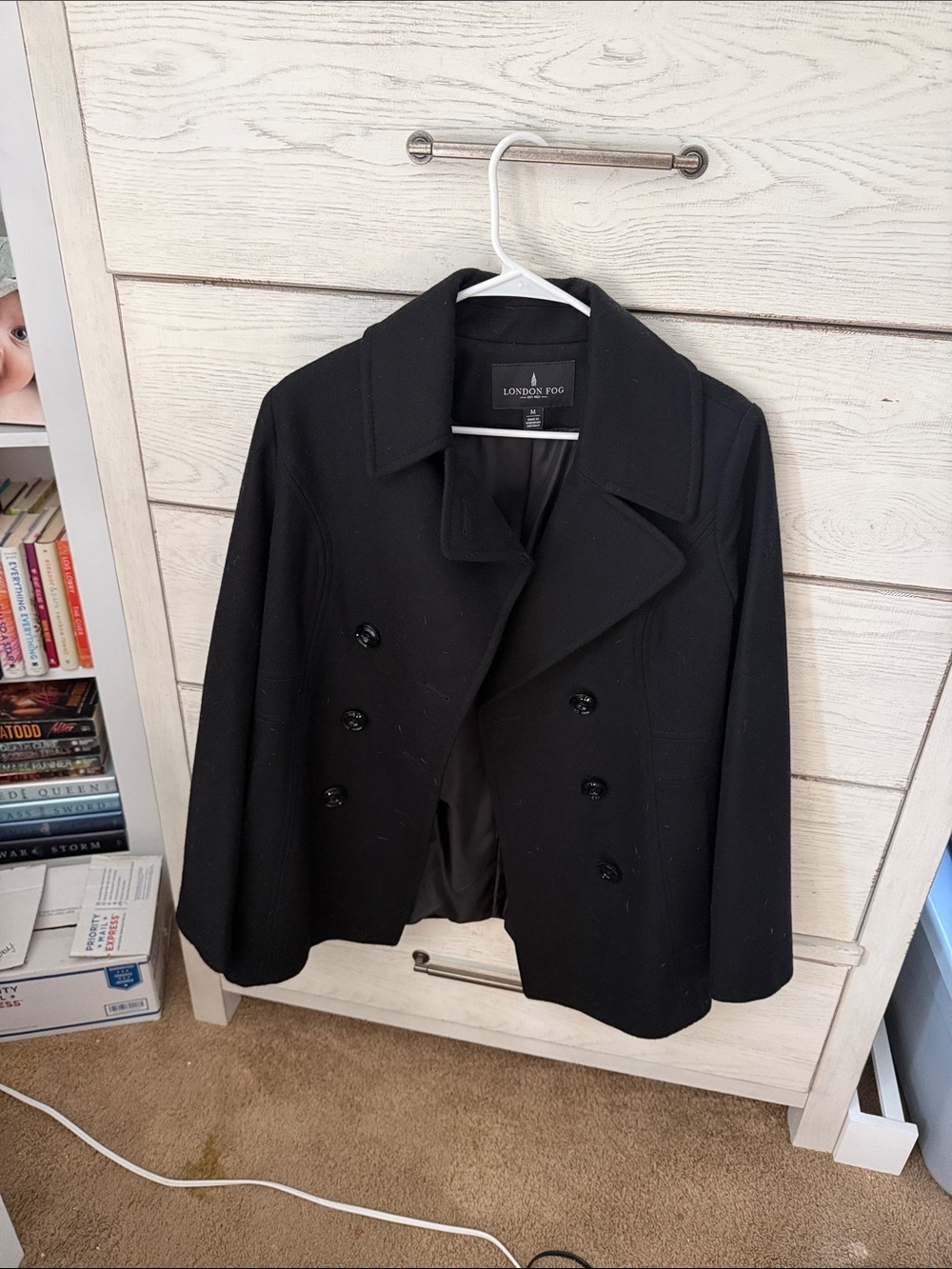 London Fog Black Double-Breasted Women's Peacoat